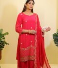 Royal Crepe Sharara Set A stunning embroidered Crepe Shara Set with bordered Organza Dupatta