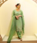Embroidered Organza Suit with Crepe Salwar