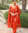 Regal Elegance with Organza Silk Embellished Suit