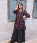 Black Beaded Crepe Casual Sharara