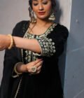Dramatic Black Velvet Suit with Heavy Hand Embroidery