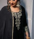 Dramatic Black Velvet Suit with Heavy Hand Embroidery
