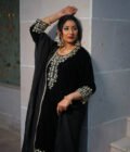 Dramatic Black Velvet Suit with Heavy Hand Embroidery